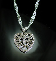 Religious Heart Cross Beautifully Crafted Sterling Necklace Vintage Silver Penda - £35.58 GBP