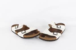 Vintage Birkis Birkenstock Womens 8 Distressed Perforated Leather Sandals White - £34.95 GBP
