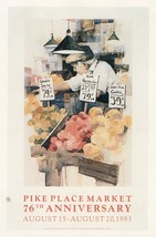 Pike Place Market Unposted Vintage Postcard 76th Anniversary By R. A. Benson - £6.72 GBP