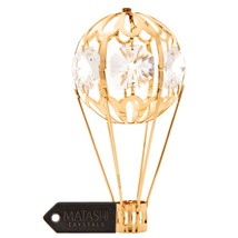 24k Gold Plated Mini Hot Air Balloon Ornament Made with Genuine Matashi Crystals - £16.88 GBP