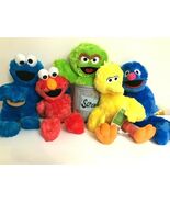 Set Of 5 Sesame Street Plush Toys 10 inch each Grover Oscar Bird Elmo Cookie NWT - €51,39 EUR