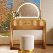 39" Natural Makeup Vanity Table Lighted Touch Screen Mirror Drawer - $436.99