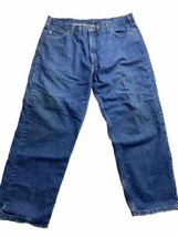Carhartt Flannel Lined Jeans Mens 44 30 Blue Denim Classic Medium Wash - $26.73
