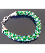 6 1/4&quot; +  Kelly Green Seed Beaded Woven Bracelet   - $29.99