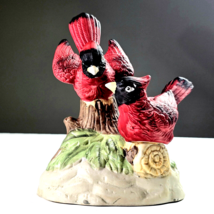 Vintage Porcelain Cardinals Red Birds On Stump Figurine 6in Animal Home ... - $41.13 CAD