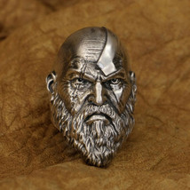 God of War Kratos Ring Sterling Silver Mens Biker Punk 925 Ring Birthday Gift - £91.10 GBP+