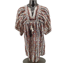 $478 New Tory Burch Printed Beach Tunic Orange Wonderland Vine White Cover Up L - $257.13