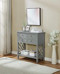 Coventry 32&quot; W Wood Console Table With 4-Drawers, Gray - $244.99