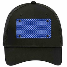 Blue White Quatrefoil Novelty Black Mesh License Plate Hat - £23.16 GBP