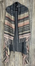 MUDD Vest Cardigan Poncho ONE SIZE Open Front Sleeveless With Fringe - £9.34 GBP