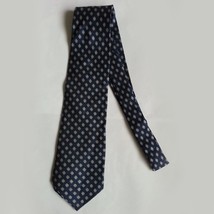 Nautica Men Dress Silk Tie Navy Blue with print 3.5&quot; wide 57&quot; long - £9.86 GBP