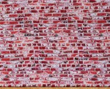 Cotton Bricks Rock Stone Landscape Building Red Fabric Print by the Yard... - £11.82 GBP