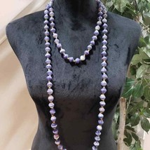 Women&#39;s Vintage Lilac Purple Silk Thread Hand Wrapped Gold Tone Beaded Necklace - £23.98 GBP