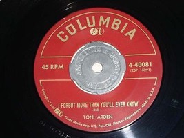 Toni Arden I Forgot More Than You&#39;ll Ever Know Anymore 45 Rpm Record Four Lads - £15.17 GBP