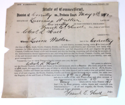 Antique 1892 Connecticut  Probate Court Document Death Estate Related - £23.53 GBP