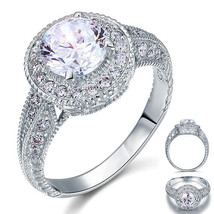 Vintage Style Wedding Engagement Ring Created Diamond 925 Sterling Silver  - £79.28 GBP