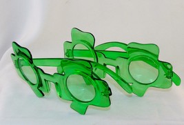 2 Pairs Shamrock Glasses Green Frames &amp; Lenses ~ St. Patrick&#39;s Day Party Gear - £7.84 GBP