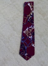 Cezini Designer Men&#39;s Neck Tie Silk Paisley Burgundy Navy Tan Purple EUC - $4.99