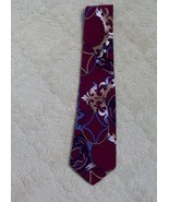 Cezini Designer Men&#39;s Neck Tie Silk Paisley Burgundy Navy Tan Purple EUC - £3.92 GBP