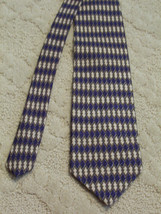 Kenneth Cole New York Men&#39;s Neck Tie Silk Diamond Pattern Navy Tan White EUC - £3.18 GBP