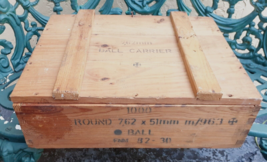 Vtg Authentic Wood Wooden Ammo Ball Box Carrier W Original Markings 17&quot;X14&quot;X5.5&quot; - £70.32 GBP