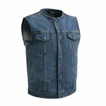 Men&#39;s Motorcycle Vest No Limit Biker Apparel Denim Vest - £54.05 GBP+