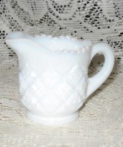 Milk Glass Creamer-Diamond Quilt-Saw Tooth - Mini- 2.5&quot; - $8.00