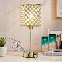 GyroVu Crystal Table Lamp, Crystal Lamp Touch Control with 2 USB Ports, 3 Way Di - £49.05 GBP