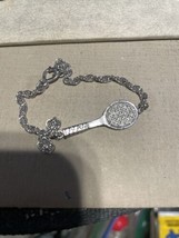 Speidel Tennis Racket  7” bracelet Silvertone - £3.80 GBP