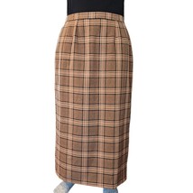 Vintage 90s Womens Large Tan Plaid Novacheck Maxi Skirt Preppy Academia ... - $38.60