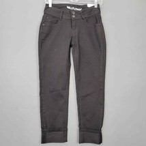 Wallflower Womens Size 1 Black Stretch Crop Jeans Curvy Fit Rolled Hem Regular - £11.42 GBP