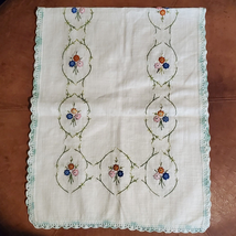 Vintage Hand Crochet Embroidery Table Runner 38 Inch - £10.53 GBP