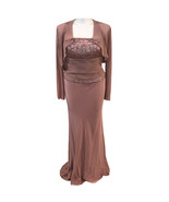 Montage by Mon Cheri Beaded Formal Dress Size 16 Dusty Rose Chiffon LS J... - $394.29 CAD