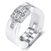 Brand Design Wedding Rings Middle Layer flexible  White Black Ceramic Rings With - £8.63 GBP