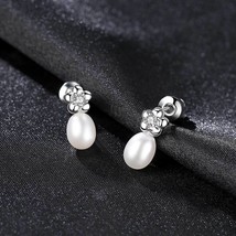 S 925 Silver Earrings For Women Simple Plum Flowers Set With Diamond Silver Fres - £18.38 GBP