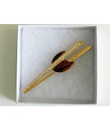 Vintage-New, 3-7/8&quot; Long, Goldtone/Rhinestones/Tiger Eye Fashion Pin, by... - €38,62 EUR