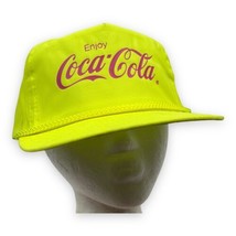 Vintage Enjoy Coca Cola Coke Hat strapback Cap 80s Neon yellow Hot Pink ... - £27.24 GBP