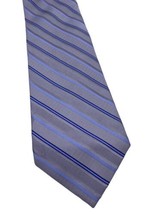 Calvin Klein Tie Silver Gray Blue Stripe 100% Silk 3.5&quot; Career Preppy Co... - $27.61