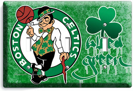 Boston Celtics Blled Green Basketball Team Triple Light Switch Wall Plate Cover - £14.11 GBP