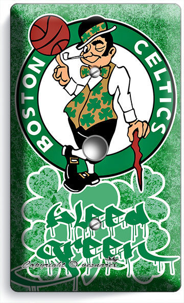 BOSTON CELTICS BASKETBALL TEAM LOGO LIGHT DIMMER CABLE WALL PLATE COVER MAN CAVE
