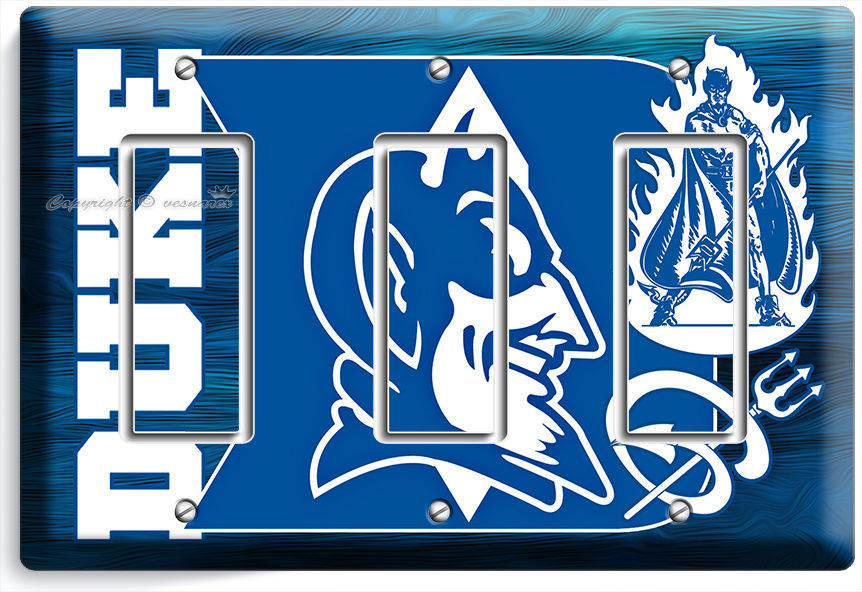 DUKE UNIVERSITY BLUE DEVILS BASKETBALL TEAM TRIPLE GFCI LIGHT SWITCH WALL PLATE