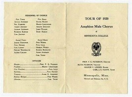 Amphion Male Chorus 1920 Tour Program Minnesota College - £31.83 GBP