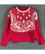 Tyrolia Skiwear Sweater Women&#39;s Medium Pink White Knit Wool Acrylic - $48.79 CAD