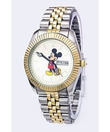 Disney Mickey Mens Dual Tone Analog Quartz Watch~Date~ - $553.92 MXN