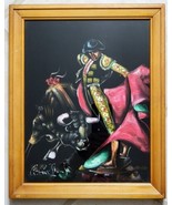 Two Vintage Matador Bull Fighter Black Velvet Paintings Mid Century Art ... - £97.34 GBP