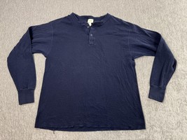 VINTAGE L.L.Bean Shirt Mens Large Navy River Drivers Henley Made in USA ... - $34.79 CAD