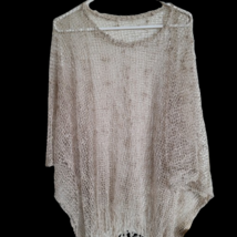 Light Khaki Poncho Over Shoulder Cape Top One Size Light Weight Casual C... - $17.81