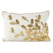 SARO LIFESTYLE Metallic Poinsettia Branch Design Holiday Cotton Poly Filled Thro - £18.66 GBP