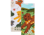 NEW Playful Puppy Dogs &amp; Floral Doodle Set of 2 Kitchen Towels 15 x 26 i... - £8.78 GBP