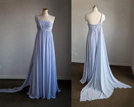 Rosyfancy Empire One Shoulder Braided Strap Chiffon Wedding Bridesmaid D... - $175.00